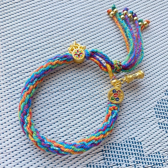 Handmade Tibetan Colorful Reincarnation Braided Knot String Bracelet - Picture 6 of 7